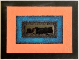 Portal Number 1 - Original Art Handmade Black Coral Blue Mixed Media Painting - £104.12 GBP