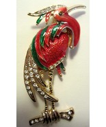 Sea Bird Pin Brooch Vintage 1980&#39;s Exotic Rhinestone and Enamel 2 3/4&quot; Tall - €14,51 EUR