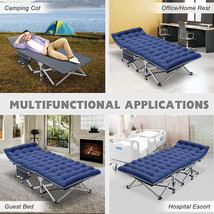 Portable Folding Bed Cot 2 Sided Mattress Guest Bed Camping Cots with Ca... - £70.08 GBP