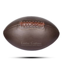 Retro Heritage Brown Leather RUGBY BALL Handmade Vintage Rugby Ball Size 5 - £51.15 GBP