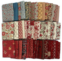 10 Fat Quarters - French General Calico Floral Flowers Red Blue Quilting M229.01 - £31.48 GBP