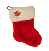 Build A Bear Workshop Paw Print Plush Pet Christmas Stocking 8&quot; Red White EUC! - £7.95 GBP