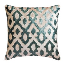Teal Blue Velvet Sequins 16&quot;x16&quot; Throw Pillow Cover - Peacock Insights - £33.71 GBP+