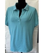 Ladys Knit Polo, Croft and Barrow, 5 Button, XL, Turquiose, 96% Cotton/4... - $243.13 MXN