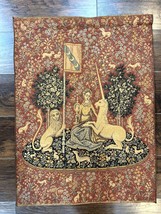 Vintage Tapestry 2x3, Unicorn Lion Animal Motifs, Medieval, Flag - £631.66 GBP