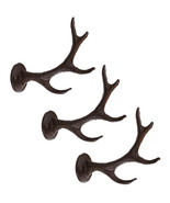 Set Of 3 Cast Iron Western Rustic Stag Deer Crown Antler Wall Coat Keys ... - $37.03 CAD
