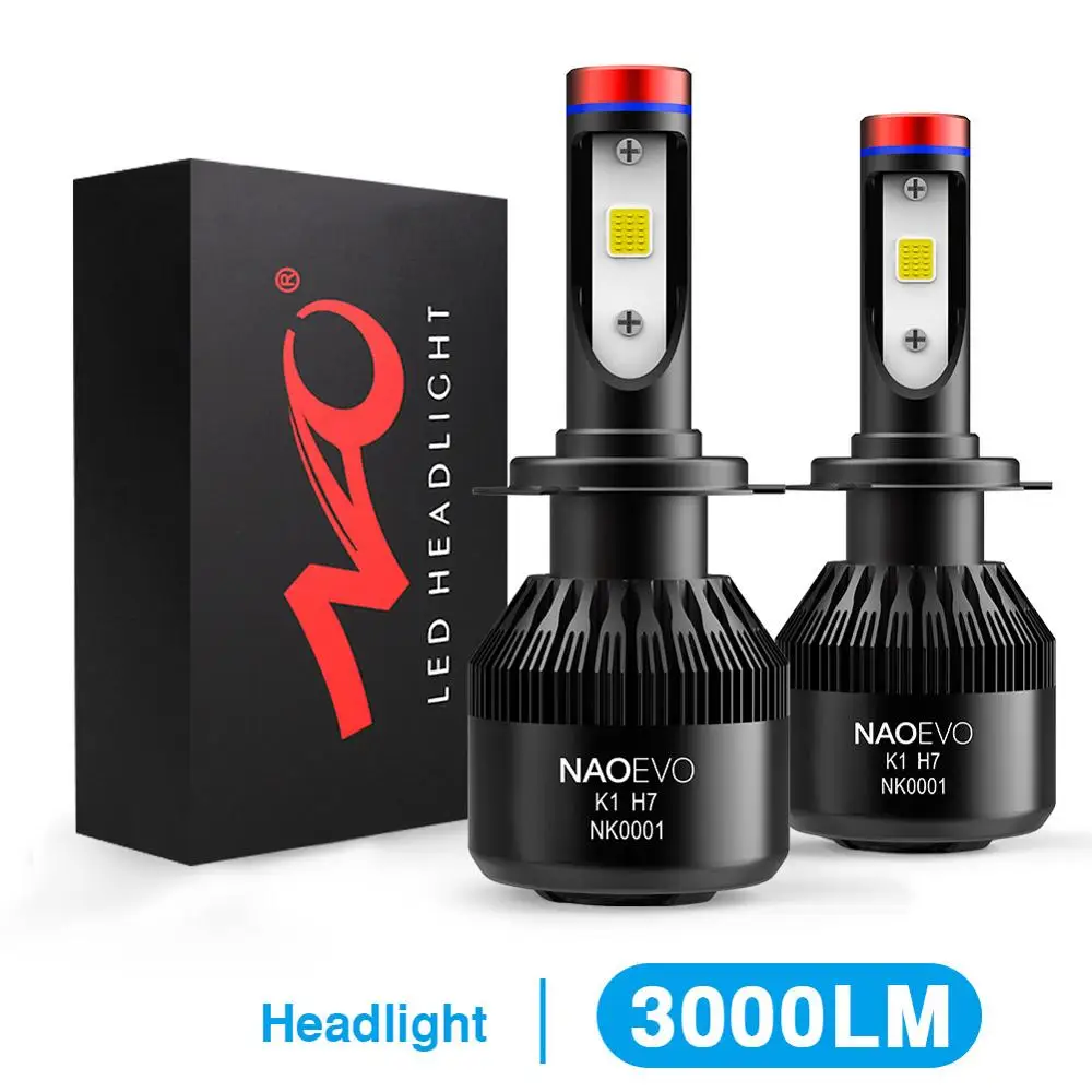 NAO H7 led Headlights H4 LED Bulb Car H11 H9 H1 H3 HB4 HB3 9005 9006 H8 H27 9004 - £156.65 GBP