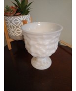 Vintage Eo Brody Milk Glass Bowl With Pedestal Planter Trinket Textured  - $240.05 MXN