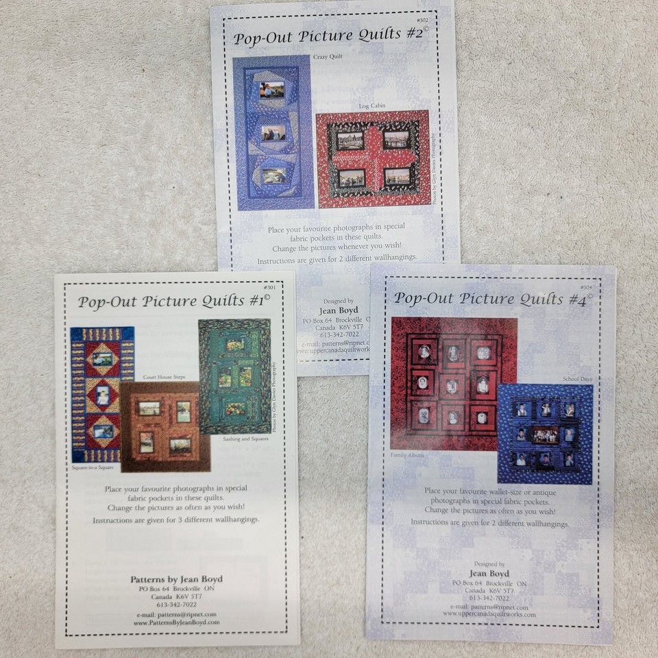 Jean Boyd - Happy Memories Quilt Patterns - Pop-Out Picture LOT OF 3 # 1... - $11.57