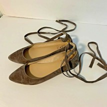 Vince Camuto Womens Sz 7.5 Flat Ankle Strap Tie Up Shoes Brown Bevian - $23.76