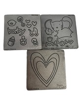 Cricut Cuttlebug Concentric Hearts, Cat, and Baby #2 metal die set - £10.11 GBP