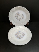Vintage Termocrisa Plates 7&quot; Snack Bread Blue Floral Vine Milk Glass Set of 4 - £22.41 GBP