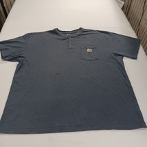 Carhartt K84 BLS Men's Blue Henley Cotton Pocket T-Shirt Short Sleeve Size 2XL image 11