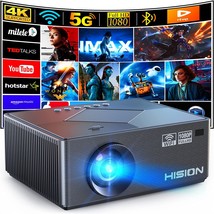 Hision 5G Wifi Bluetooth Projector, Native 1080P Projector, 4K Support,, Tf Dvd. - £228.62 GBP