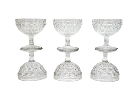 Fostoria American Clear Glass Stemmed Sherbet Cup 3-1/2&quot; Set of 6  Desert Bowls - £21.87 GBP