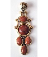 Lia Sophia Pendant Brown Cabochon Stones Gold Tone Setting 2 1/4 Inches ... - $11.95