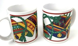 Set Of 2 Christmas Mugs Cups Bells Holiday Riviera / Van Beers Signature Hwares - £16.02 GBP