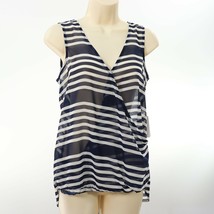 Charming Charlie Womens Sheer Bubble Tank Top S Small Stripe Navy Blue White New - £14.24 GBP