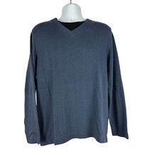 Covington Mens Knit Pullover Sweater Size Medium Ribbed Vneck Blue Long ... - $24.37