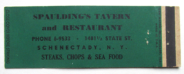 Spaulding&#39;s Tavern Restaurant  Schenectady, New York Full-Length Matchbook Cover - £1.30 GBP