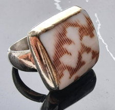 Bask 925 Sterling Silver Large Squere Shell Ring Size 7.25 - £26.90 GBP