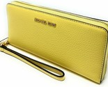 Michael Kors Continental Wallet Wristlet Buttercup Yellow Leather 35T7GT... - $93.05