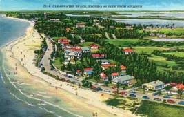 Clearwater Beach Florida Unposted Postcard Vintage Nice Aerial View - £11.71 GBP