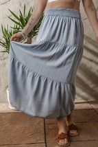Beau Blue Tiered Smocked High Waist Denim Maxi Skirt - $330.13 MXN