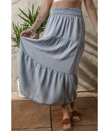 Beau Blue Tiered Smocked High Waist Denim Maxi Skirt - $322.93 MXN