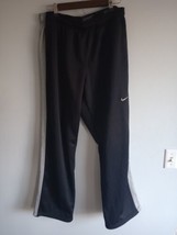 Nike Therma Fit Sweatpants Men&#39;s XL Black Gray Striped Swoosh Joggers - $20.00