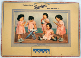 Advertising Calendar 1937 Davidsons Products Dione Quintuplets. Compete ... - $25.99