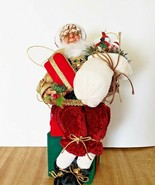 Santa Claus St Nicholas Plush Figurine Sack of Toys Sitting on Gifts TJ ... - £15.47 GBP