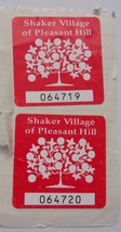 Vintage Shaker Village of Pleasant Hill Kentuckey Sticker Tickets - £1.55 GBP