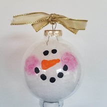 Snowman Face Clear Ball Ornament Hand Painted Handmade Christmas Winter ... - $6.76