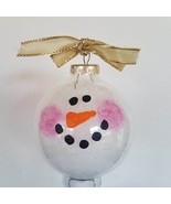 Snowman Face Clear Ball Ornament Hand Painted Handmade Christmas Winter ... - £5.30 GBP