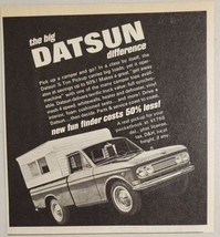 1968 Print Ad Datsun 1/2 Ton Pickup Truck with Camper Costs 50% Less - £7.71 GBP