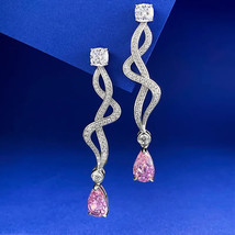 4Ct Pear Lab-Created Pink Diamond Drop &amp; Dangle Earrings 14K White Gold Plated - £119.55 GBP