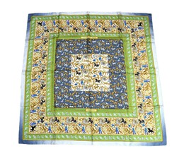 Hermes Scarf Chasse en Inde Silk 90 cm India green Carre 35&quot; Y1119 - £231.42 GBP