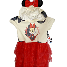 Girls Disney JR Minnie Mouse HOODED Short Sleeve Dress Sequins Sz 10/12 Dress Up - £8.61 GBP