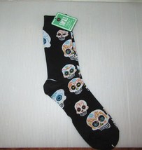New Dia de las Muertos Crew Socks-Black-Skulls-NWT - £11.93 GBP