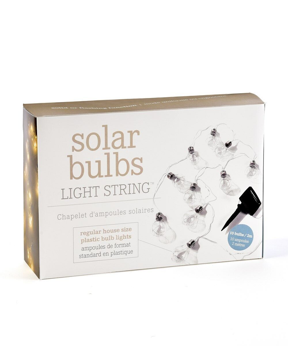Solar String Bulbs with 10 Lights Flashing or Solid 12 Feet Long Outdoor Light - £23.34 GBP