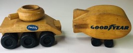 Vintage Goodyear Blimp Advertising Wooden Toy 1972 &amp; Perry Wooden Tank M... - £11.50 GBP