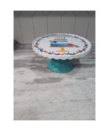Pioneer Woman Cake Stand, Teal Melamine Pie Plate, Scalloped Cake Stand,... - $19.80