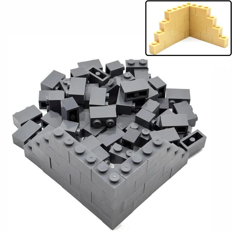 Wholesale 50pcs/lot Bricks 1*2 Masonry Wall Stones MOC Parts Building Blocks - £14.13 GBP