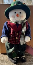 Motion Activated 26&quot; Snowman In Plaid Welcome Sign Working Condition - $69.25