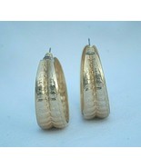 Gold Tone Loop Earrings Costume Fashion Jewelry Textured Hoop Dangle c - £7.73 GBP