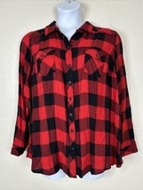 Torrid Womens Plus Size 2 (2X) Red Check Pocket Button Up Shirt Long Sleeve - £13.61 GBP