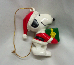Peanuts Gang Snoopy With Woodstock In Gift 2 3/4&quot; Plastic Pvc Christmas Ornament - £11.70 GBP