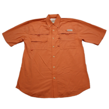 Magellan Shirt Mens M Orange Red Button Down Outdoor Vented Fishing - £14.66 GBP