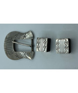 BERNICE BONNEY NAVAJO STERLING SILVER WOMEN BELT BUCKLE WITH TWO BELT LO... - $133.65